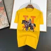 S 2024ラグジュアリーブランドプリントTシャツブラックサマーバージョンメンズ服レディースファッション100％コットンクルーネックラインメンズTシャツJ240506