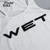 Frauen Tanks Pixiekiki Wet Letter Print White Crop Top Shirt Y2k Streetwear Sexy Sommerkleidung für Frauen Tanktops 2024 p66-ae10