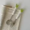 Servis uppsättningar söt tecknad grön lök rostfritt stål keramiskt bordsartikel kreativ familjesked och gaffel födelsedagspresenter för pojkar flickor