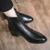 Winter Men's Plush Leather Fashion Ankle Concise Booots Male Handsome Dress Shoes Warm Black Boots