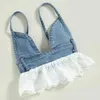 Conjuntos de ropa Niños Niñas NUEVOS Patchwork Summer Patchwork Backless Dephinim Tank+Shorts 2 PCS para ropa de bebé H240507