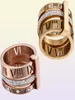 Design Stack Stainless Steel Gold Ring for Women Zircon Diamond Roman siffror Bröllopsförlovningsringar55419482630325