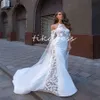 Griechische Meerjungfrau Brautkleider 2024 Illusionsseite Applikationen Spitze Boho Brautkleider Arabisch Dubai Märchen Böhmische Brautkleid Elf Zivillandrobe Mariage