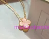 Designer Luxury 1to1 Originele Vancllf ketting Fanjia Clover dames enkele bloem dubbelzijdige hoge versie bijpassende rode jade chalcedony zwarte agaat witte schaal