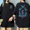 T-shirts masculins T-shirt imprimé anime japonais Coton Été hommes femmes manga court slve harajuku hip hop tops décontracté lâche surdimensionné noir t t240505