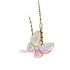 Designer Luxury 1to1 Collier Vancllf original V Gold Butterfly High Quality CNC White Fritillaria Mother Shell Ensemble avec Diamond 18K Rose Collar Chain New Natural