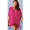 Женская пляжная одежда L-3XL Plus Size Tassel Crochet Tunic Женщины купальные костюмы летние солнцезащитные одежды Прикрытие платье пляжа D240507