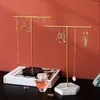 Bijoux Sachets Tabletop Organizer Tower avec marbre Base Asthetic Hanger Metal for Bangles Colliers Bracelets Anneaux Sac