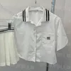 Letras faldas de blusa para mujeres juego de camiseta blanca de falda plisada