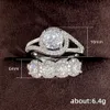 Choucong Brand Top Sell trouwringen Luxe sieraden 925 Sterling Silver Round Cut White Topaz CZ Diamond Gemstones Party Dames paar Bridal Ring Set cadeau