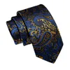 Bow Ties Retro Luxury Blue Gold Paisley Men Black Tie For Office Party Wedding Fashion Handduk Manschettknappar Set grossist Yourties