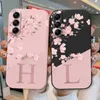 Mobiltelefonhüllen Anfangsbuchstaben A Z Hülle für Galaxy A54 5G Deckel rosa Blumen weiche Silikon -Rückfunda für eine 54 Coque Stoßstangenbeutel