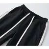 Męskie spodnie Summer cienkie sportowe męskie męże luźne proste spodnie koreańskie patchwork boczny pasek Sekcja Drape szerokie nogi H240506