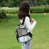 Ryggsäck kvinnor transparent pvc väska kvinnliga mode flickor högskolestudenter bokväska rese dagsäck