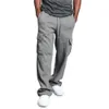 Mens Multi-Pocket Cargo Pants Autumn Fleece Heetpants Fashion String Rechte Pant Male Losse comfortabele sportbroeken 240506