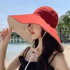 Brede rand UPF 50 Sun Hat Women Antiuv Protection Wandelvisser Cap Fold Summer Solid Beach 2023 Dubbelzijdige hoed 240430