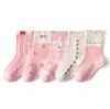 5 Pairs/lot 1-12 Y Kids Soft Cotton Socks Boy Girl Baby Cute Cartoon Breathable Stripe Dots Fashion School Socks Autumn Spring