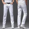 Men White Jeans Fashion Casual Classic Style Slim Fit zachte broek mannelijk merk Advanced Stretch Pants 240506