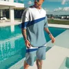 Tracce maschili congiunto de camiseta playa informale para hombre con estapado 3d bloques color y costurass unidos 2024