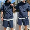 Summer Cargo Style Set Mens Casual Capuz Capuz Solles curtas Camiseta shorts soltos moda moda de alta qualidade Bela Sweetshirt Suit 240416