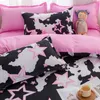 Set di biancheria da letto Solstice Girl Kid Teen Letting Formies Rosa Black Five Point Star Fantetteri per biancheria da letto Down Wivet Cover Cover Cover Cover Letting Bianchesimi per letti piatti J240507