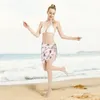 Modello con cani Husky Pets Sexy Women Cover Up Wrap Chiffon Swimwear Pareo Sarong Beach Wear Bikini Ups Skirt Swimtsuits