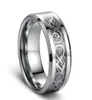 Siver Dragon Inlay Tungsten Carbide Ring Punk Style Mode Schmuck traditionelle Kultur Drachen Ring 8 mm breit S für Paare Amerika4123471