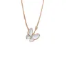 Hot Van Boutique White Fritillaria Butterfly Necklace for Women 925 Pure Silver Plated 18k Rose Gold Full Diamond Powder Collar Chain With logo