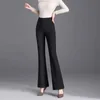Pantaloni da donna Capris Capris High Waled Versatile Micro Pants svasati Womens Solid Patchwork tasche tasche di moda coreano semplice pantaloni dritti casual y240504
