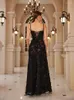 Abiti casuali Occasione formale Maxi Black Appliques per feste danzanti lunghe donne eleganti e belle