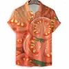 Herren lässige Hemden Obst 3D -Druck Zitronen Carambola Tomatenhemd Herren Sommer Urlaub Hawaiian Tops Street Strand übergroß