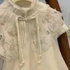 Kız Elbiseleri Yaz Kızlar Elbise Moda Çocuklar İnciler Cheongsam Prenses Doğum Günü Partisi Çocuk Kostümleri Çiçek Kız 2-7yrs H240507