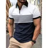 Fashion masculine Short-Sleeved Striked Stamps Poloshan Polo Polo à revers décontracté 240506