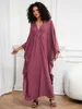 Femmes plage Wear Women Wear Edolynsa 2024 Femmes Plus taille Kaftan Summer Swimsuit Cover Up Up-Tadit V-Neck Batwing Sleeve Vacation Beach Robe Q1306 D240507