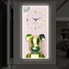 Clocks LED Wall Clock Cartoon Bear Painting Fashionable Mute Decorations In The Living Room Corridor Electronic Clocks Free Shipping
