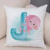 Cuscino carino Cartoon Cover Acqua Colore inglese Stampa Custodia Filletta per animali morbido per bambini Decor in camera