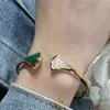 Biżuteria Women Włoska marka Bangle Natural Peacock Green w kształcie wentylatora Designer Bransoletka Inkrustowani rzemieślnicze moda elegancka i wspaniała