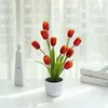 Fleurs décoratives 10 têtes de fleur artificielle tulipe de simulation petit bonsaï pot home bureau de bureau