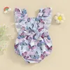 Rompers Baby Clothing Girls Fly Sleeve Print Infant Bodysuit الملابس الصيفية للأشهر اليومية غير الرسمية H240507