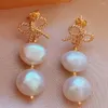 Boucles d'oreilles en peluche blanche baroque perle rouge corail 18k de mariage or de mariage argent argent minimaliste clip-on de la mariée de bureau