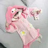 Pajamas anime Sanrioes Childrens Flannel Bather Seven Dress Cinnamon Melody Girl Soft Plushie Pajamas Corean Family Clothing Kawaii Pajamasl2405