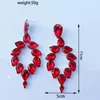 Dangle Earrings Shiny Red Big Rhinestone Jewelry Women's Fashion Romantic Ball Party Hollow Out Crystal Accessories