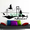 Autocollants istanbul mural autocolo dinde dinde célèbre silhouette jord de la ville en vinyle autocollant maison décoration intérieure fureur murale