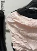 Women's Sweaters 2024 Bazaleas Off Shoulder Ruched Elegant Pink Knitted Pullover Tops Official Store Causal Strapless