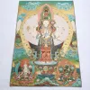Tillbehör 36 "Tibet Tibetan broderad tyg Silk Buddhism 1000 Arms Avalokiteshvara Goddess Guan Yin Tangka Thangka Buddha Home Decor