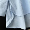 Blouses feminina keyanketian 2024 lançar camisa azul de riscos unissex de manga longa de manga longa de seios unissex.