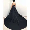 Gothic Gorgeous A Spaghetti Line Boho Dresses Bridal Gowns Appliques Lace Up Back Country Black Wedding Dress ppliques