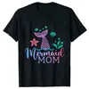 T-shirts masculins T-shirt de fête d'anniversaire de sirène des filles 1 2 3 4 5 6 7 8 9 10 ans Tops Unisexe Kids Black Ts Associement des vêtements de famille T240506