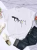 Damen-T-Shirt-Skelett mit dem Katze Spaß gedrucktes T-Shirt Womens Fashion Casual Kurzärmeled Sommer atmungsaktives T-Shirt Cartoon T-Shirtl2405