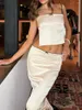 Summer 2 pezzi Abiti per donne Sleeveless Crop Skirt Set Sexy Wrap Streetwear Party Club Beach